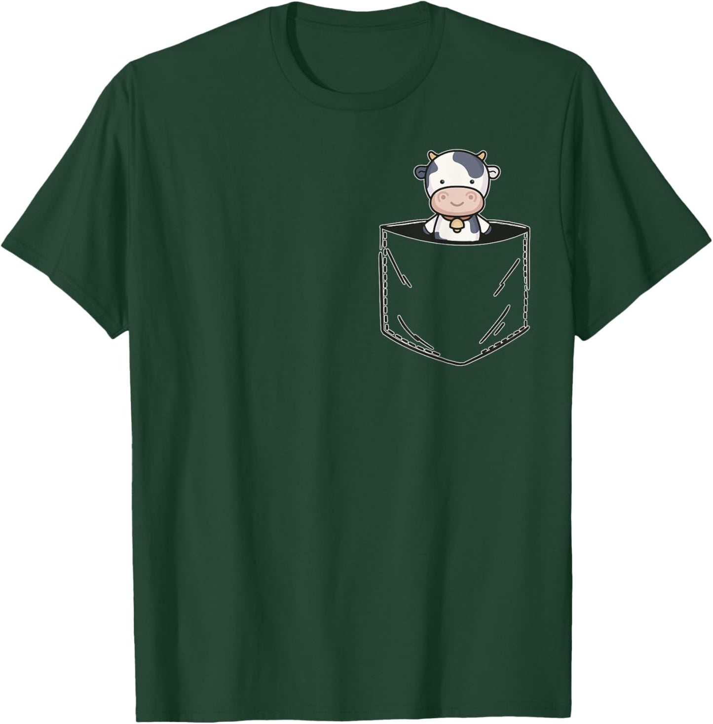 Pocket Animal Cute Cow T-Shirt - T-Shirt | Forest