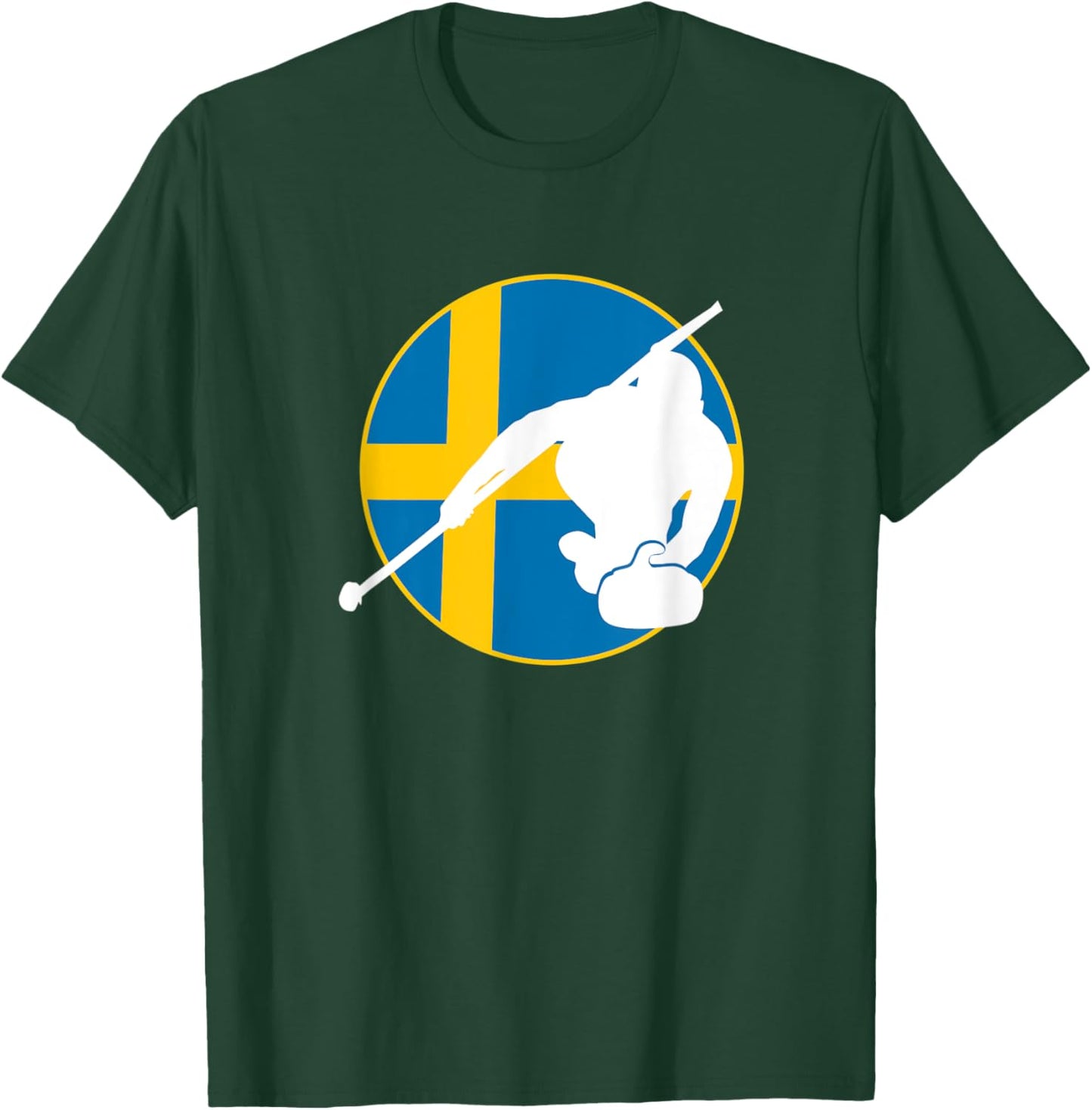 Sweden Swedish Team Curling Blue Yellow Winter Sports T-Shirt - T-Shirt | Forest