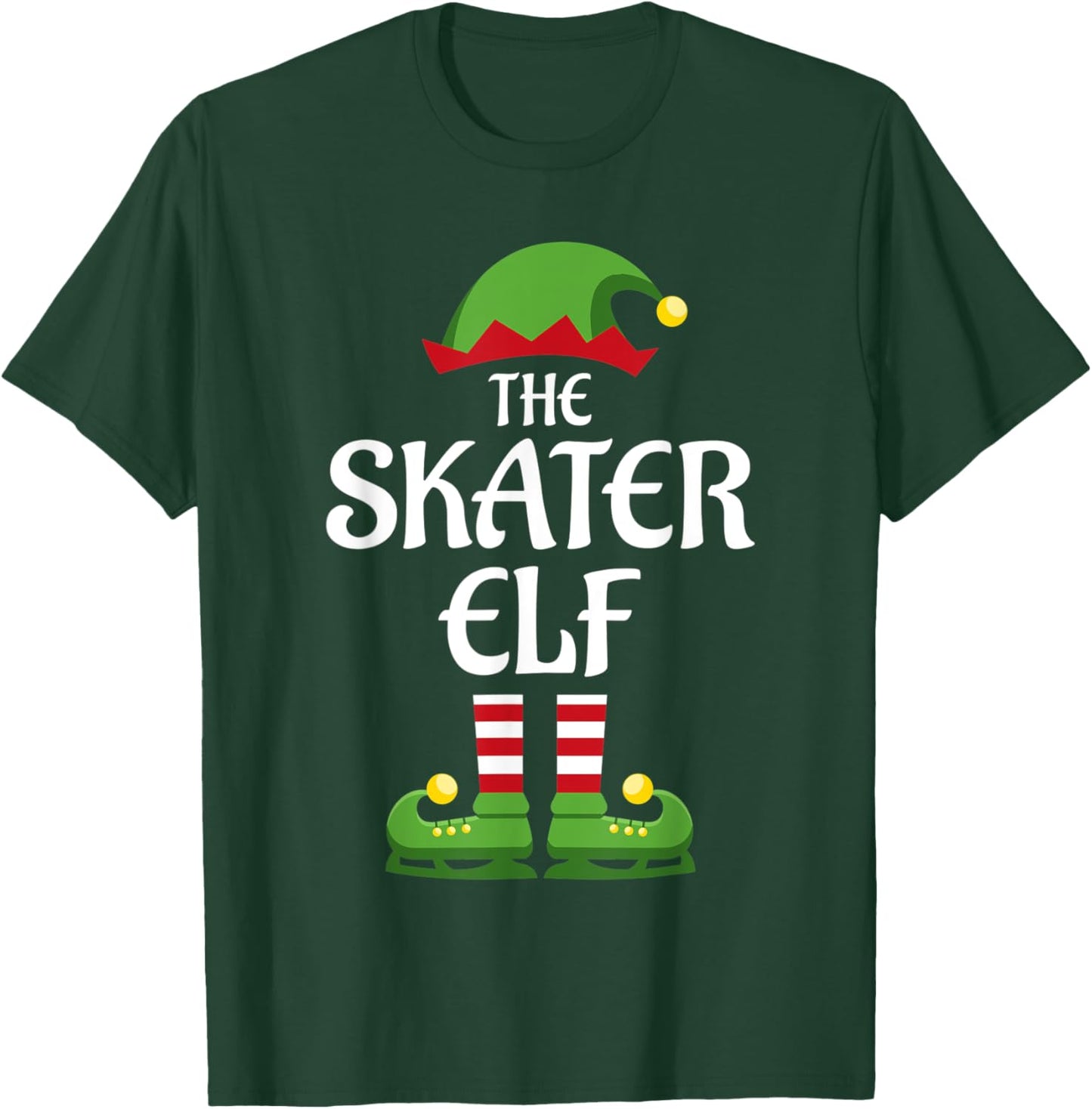 Skater Elf Family Matching Group Christmas T-Shirt - T-Shirt | Forest