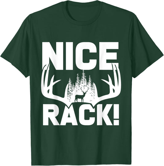 Nice Rack Antlers Deer Funny Hunting Hunter Humor Hunt T-Shirt - T-Shirt | Forest