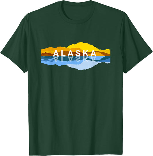 Alaska Mountain Reflections - Denali Mountain Souvenir T-Shirt - T-Shirt | Forest