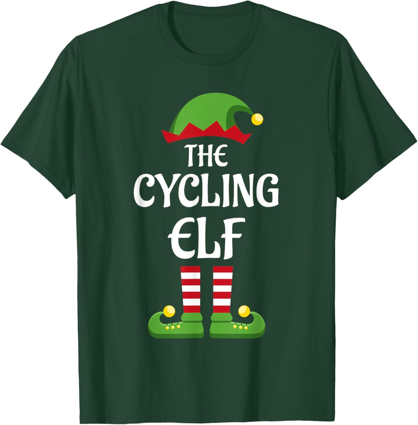 Cycling Elf Family Matching Group Christmas Bicycle T-Shirt - T-Shirt | Forest