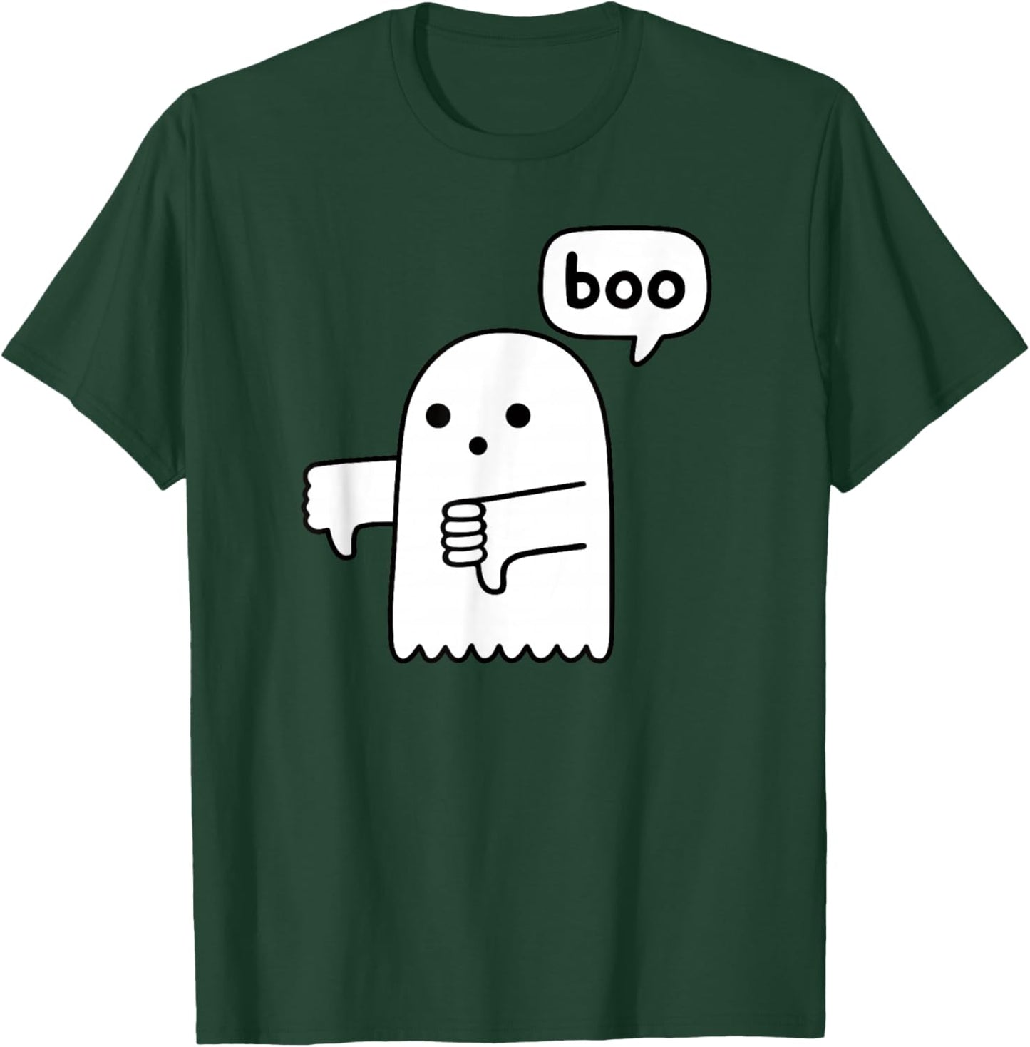 Funny Thumbs Down Ghost Screaming Boo Disapproval T-Shirt - T-Shirt | Forest