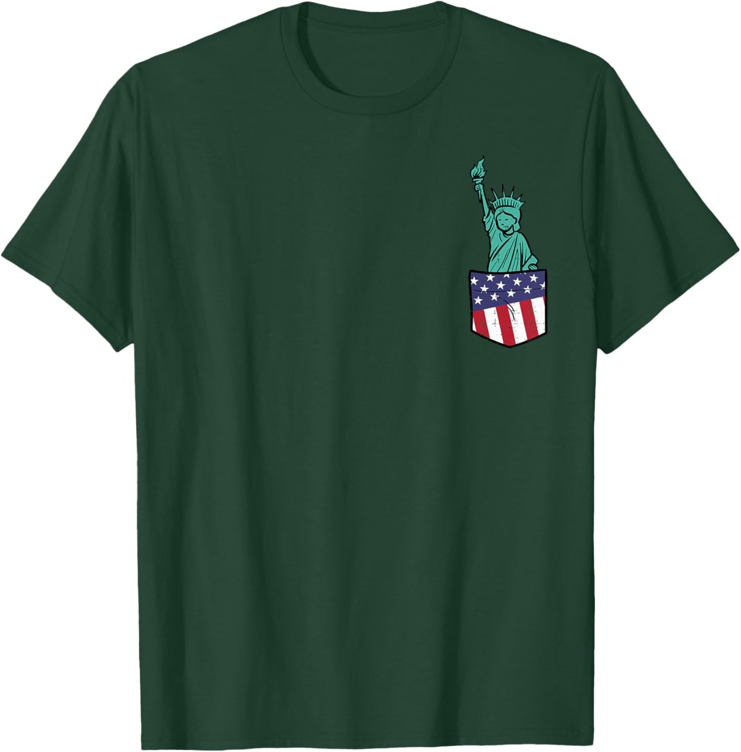 Statue Of Liberty Pocket Fourth 4th Fourth Of July Patriot T-Shirt - T-Shirt | Forest