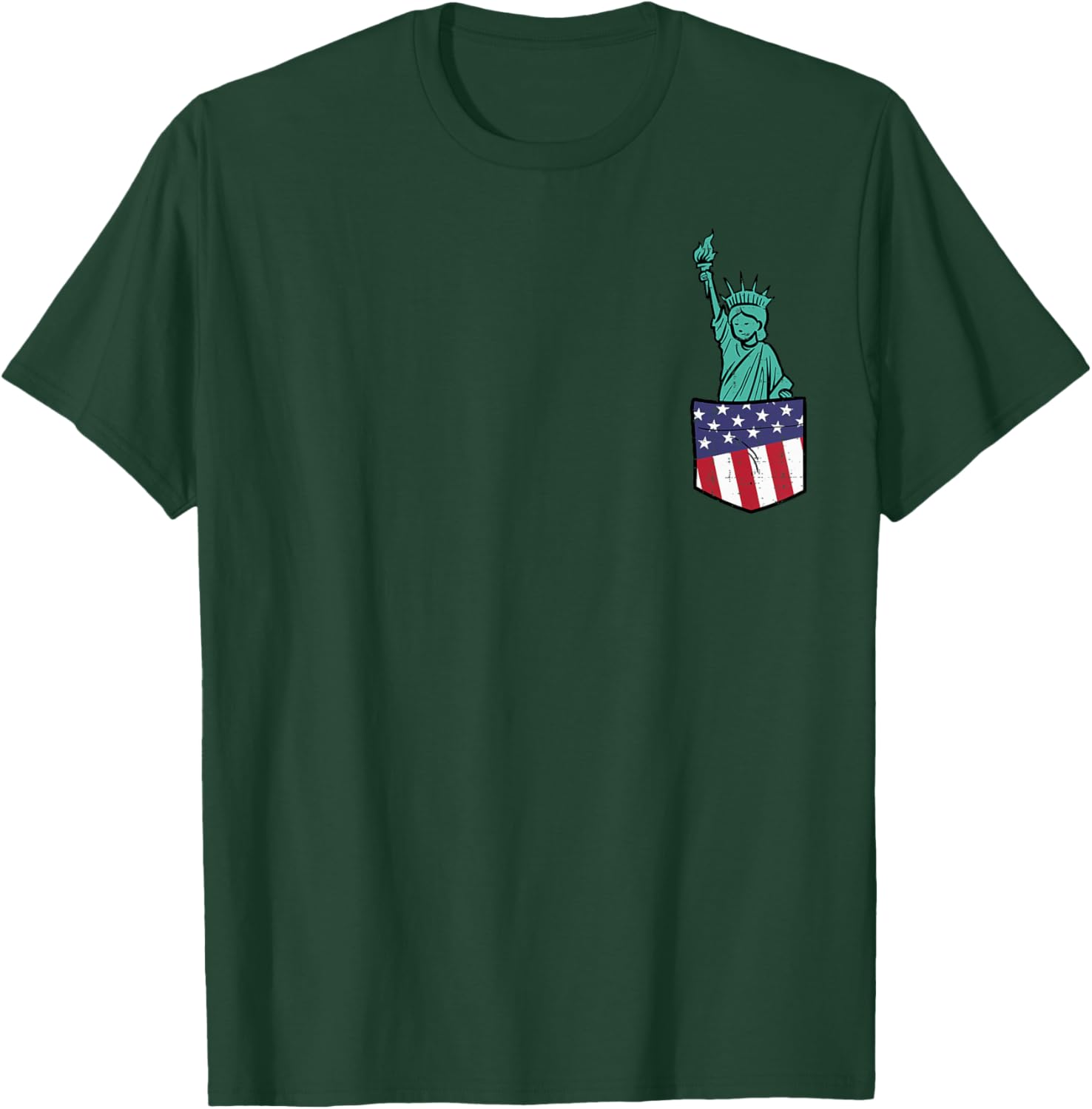 Statue Of Liberty Pocket Fourth 4th Fourth Of July Patriot T-Shirt - T-Shirt | Forest