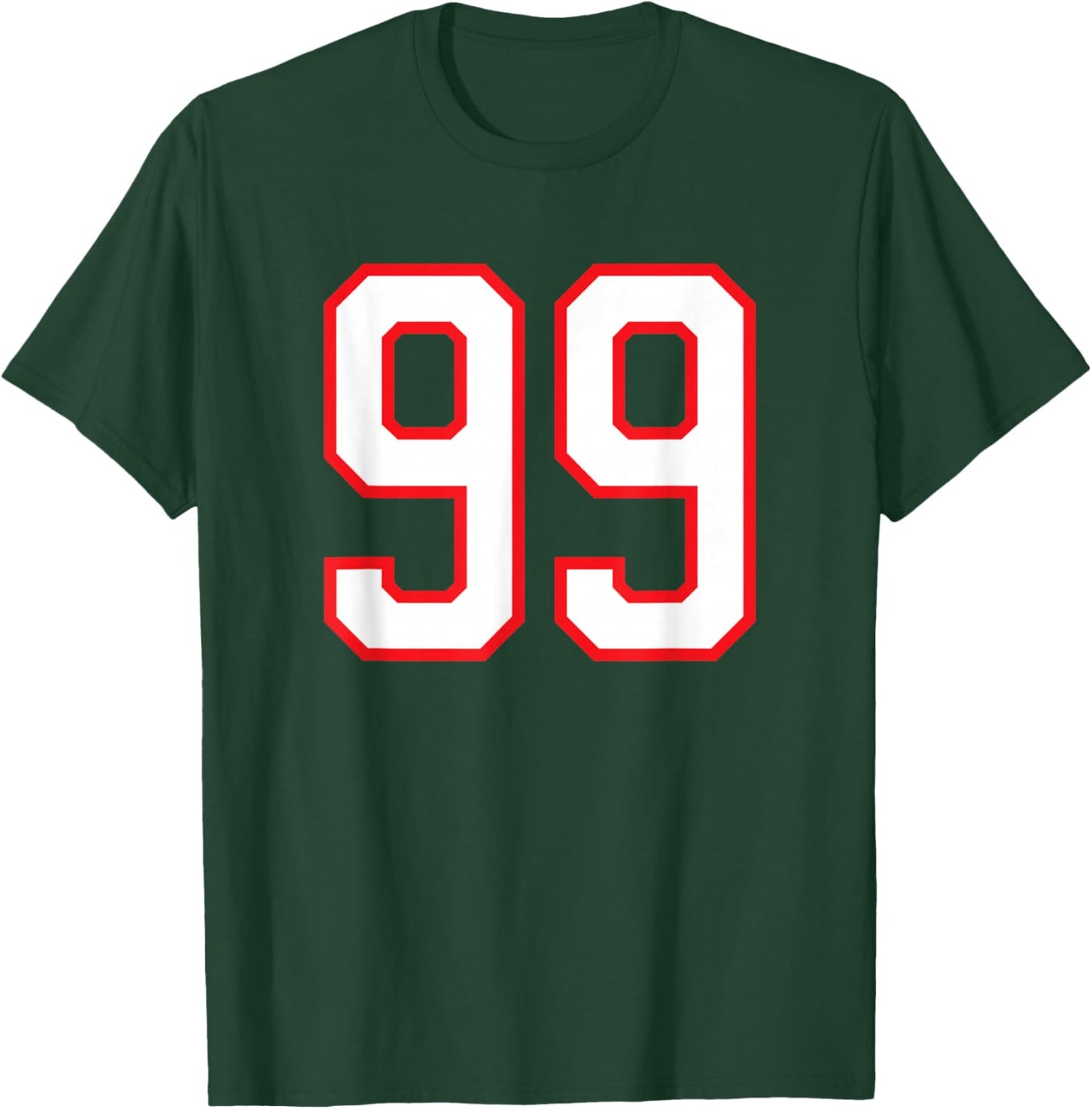 White Red Sports Team Number #99 T-Shirt - T-Shirt | Forest