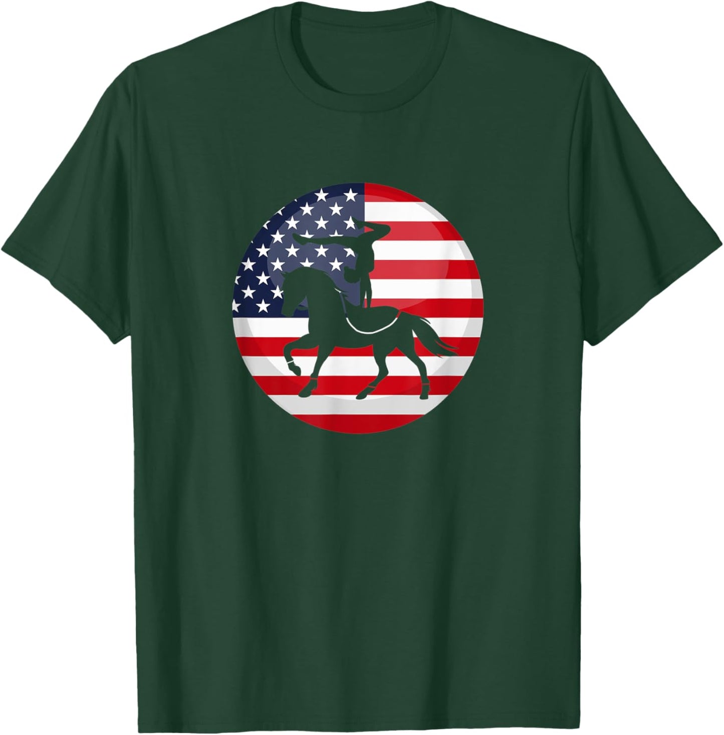 Equestrian Vaulting Horse US Flag Vaulters T-Shirt - T-Shirt | Forest