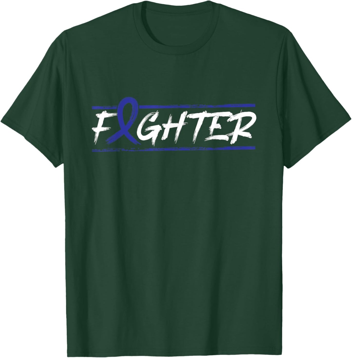 Rectal Cancer Fighter T Shirt - Blue Ribbon Awareness T-Shirt - T-Shirt | Forest
