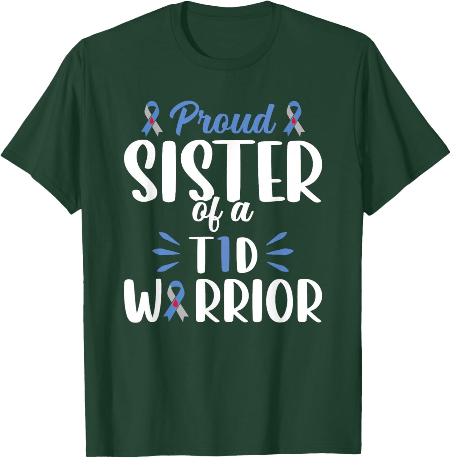 Sister T1d Proud Sister Of A Type 1 Diabetes Warrior Youth T-Shirt - T-Shirt | Forest
