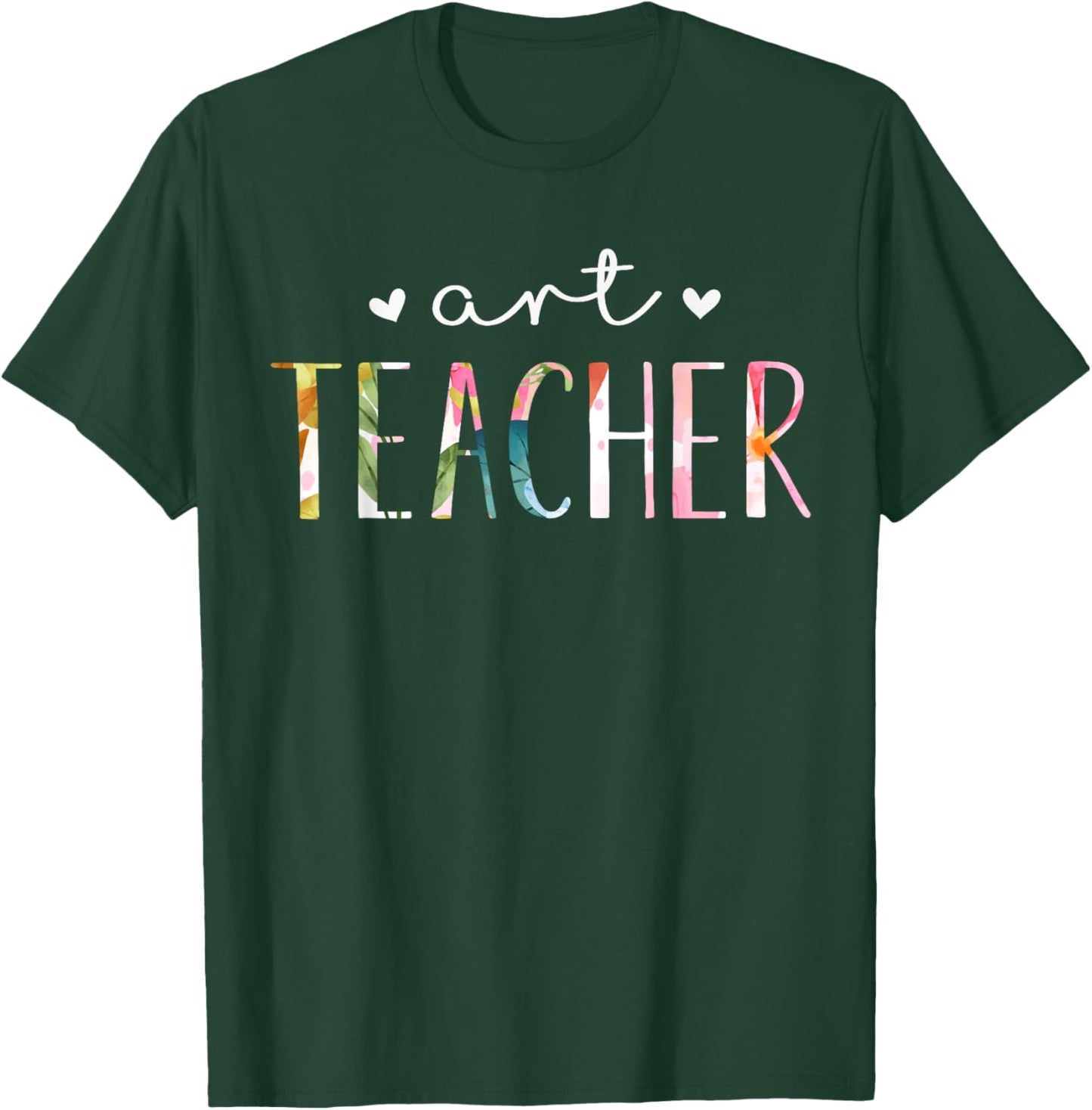 Art Teacher Cute Floral Design , Black T-Shirt - T-Shirt | Forest