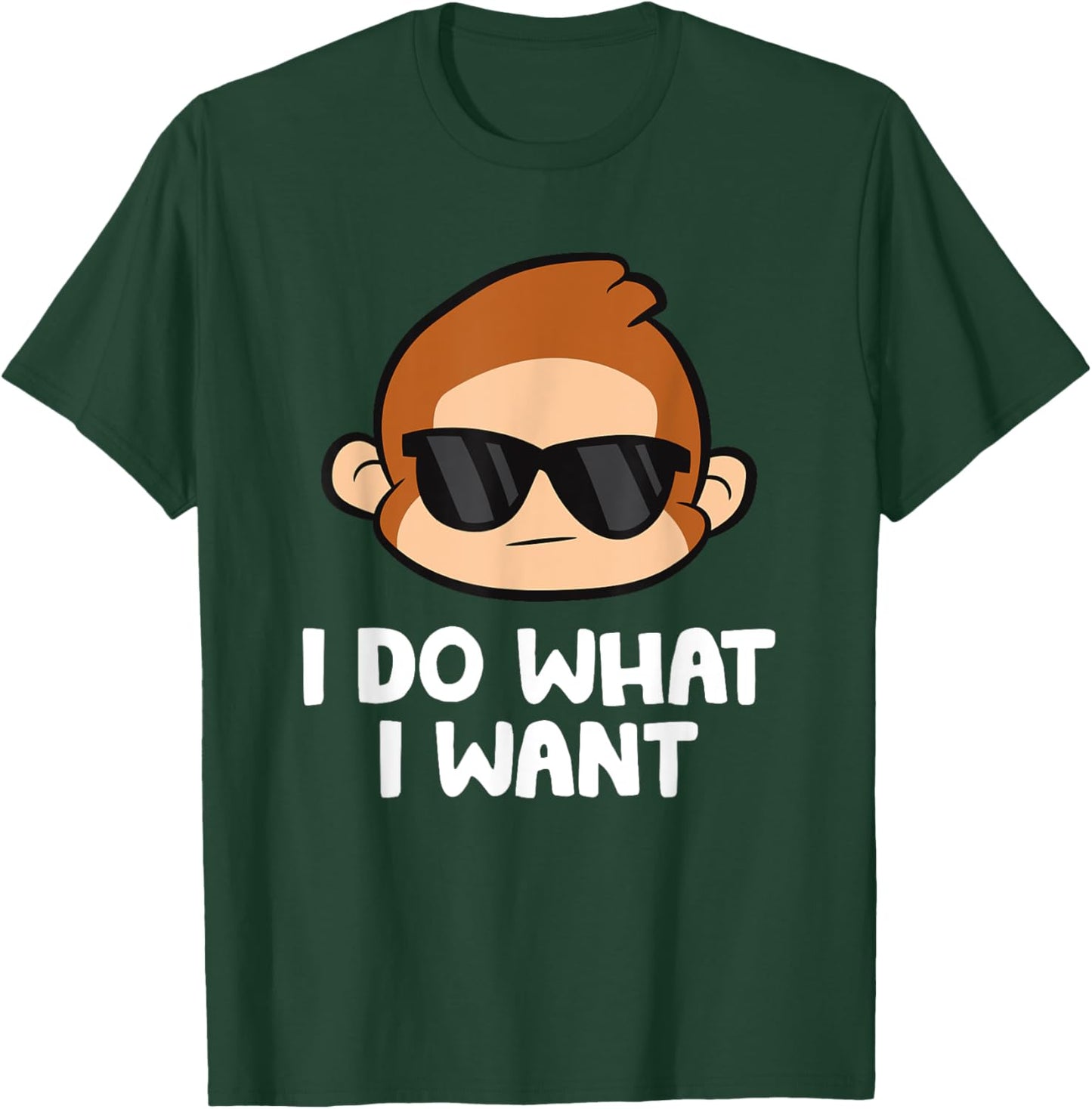 Cute Monkey And Ape And Gifts - Monkey Lover - I Do What I Want Funny Monkey - -Adults, Kids - Black - Small - Short Sleeve - Classic Fit - Cotton, Cotton Blend T-Shirt - T-Shirt | Forest