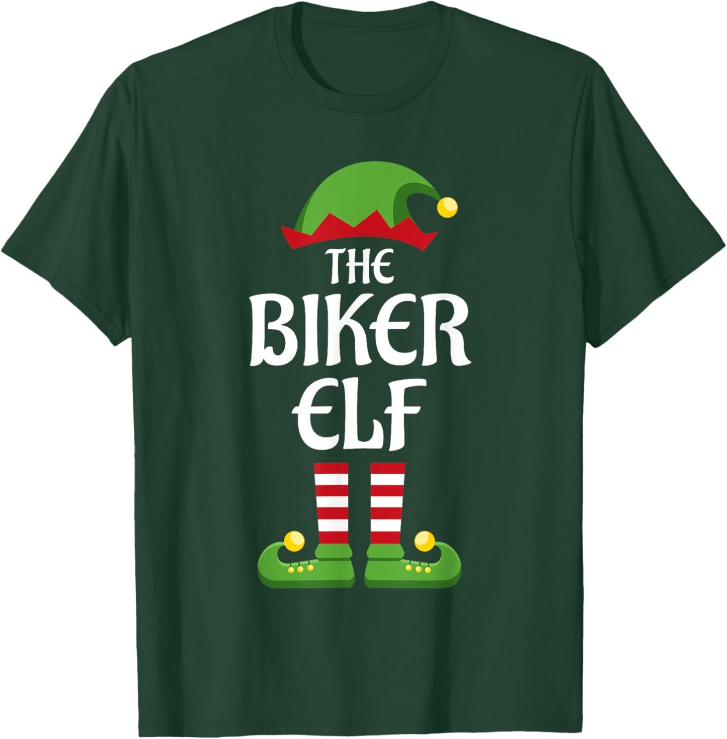 Biker Elf Family Matching Group Christmas Motorcycle T-Shirt - T-Shirt | Forest