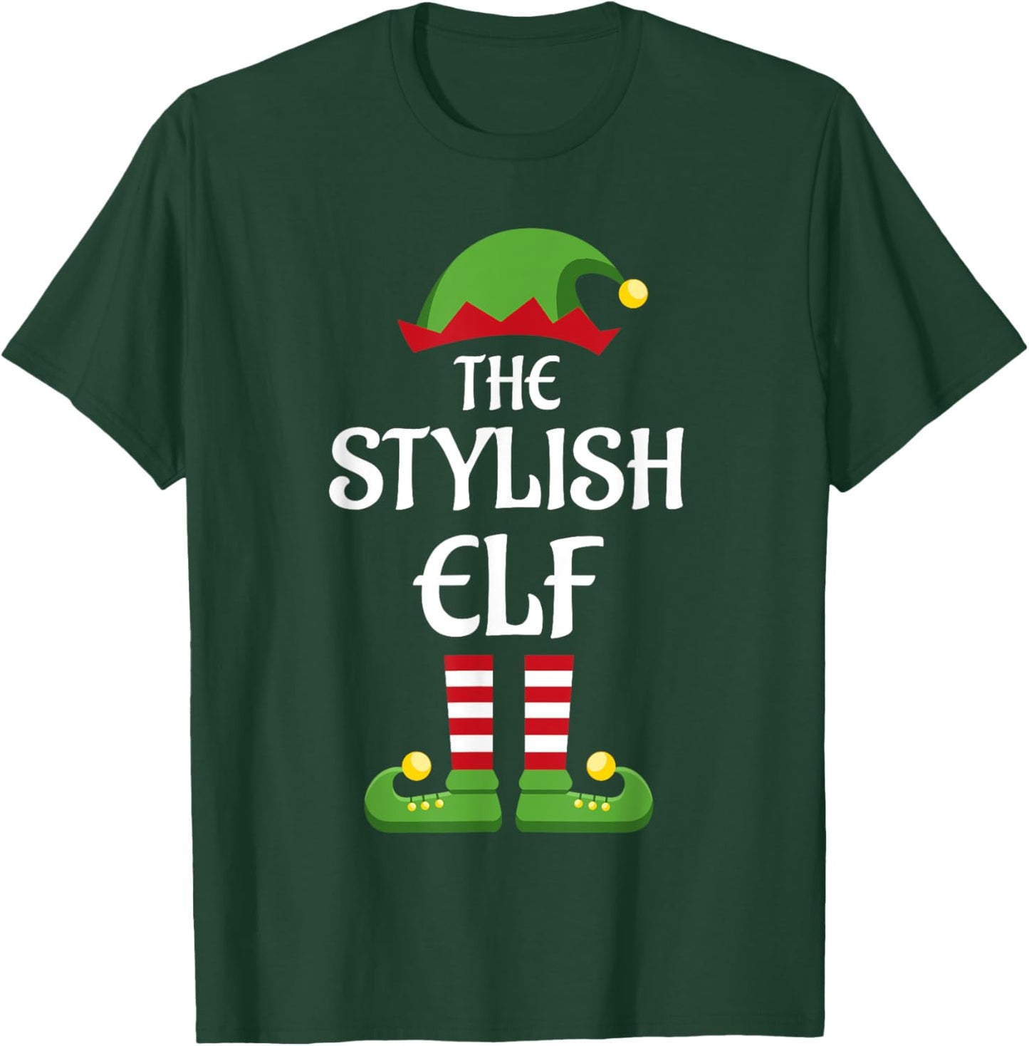 Stylish Elf Family Matching Group Christmas T-Shirt - T-Shirt | Forest