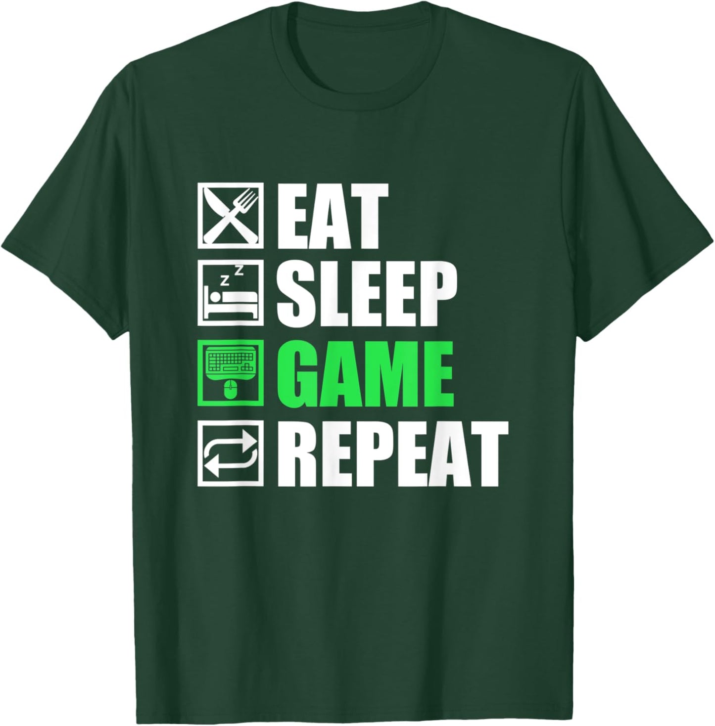 Eat Sleep Game Repeat | PC Gamer T-Shirt - T-Shirt | Forest