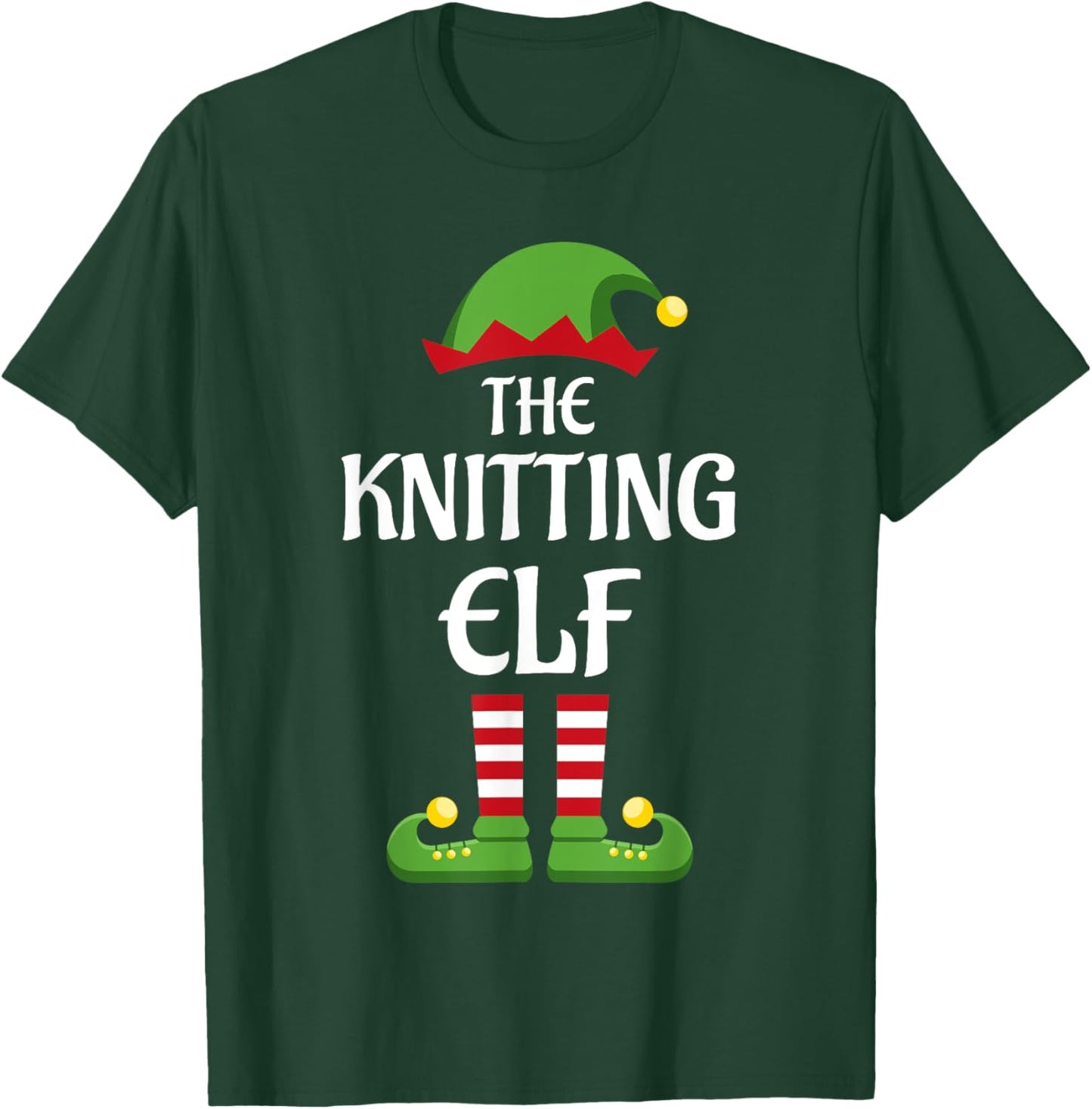 Knitting Elf Family Matching Group Christmas T-Shirt - T-Shirt | Forest