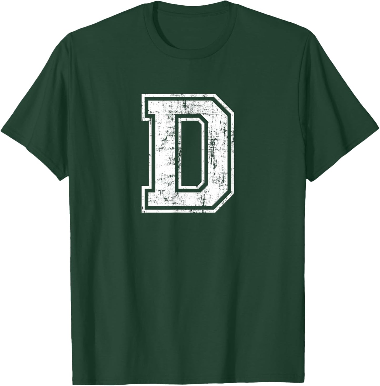 Letter D Uppercase Alphabet Initial School College Varsity T-Shirt - T-Shirt | Forest