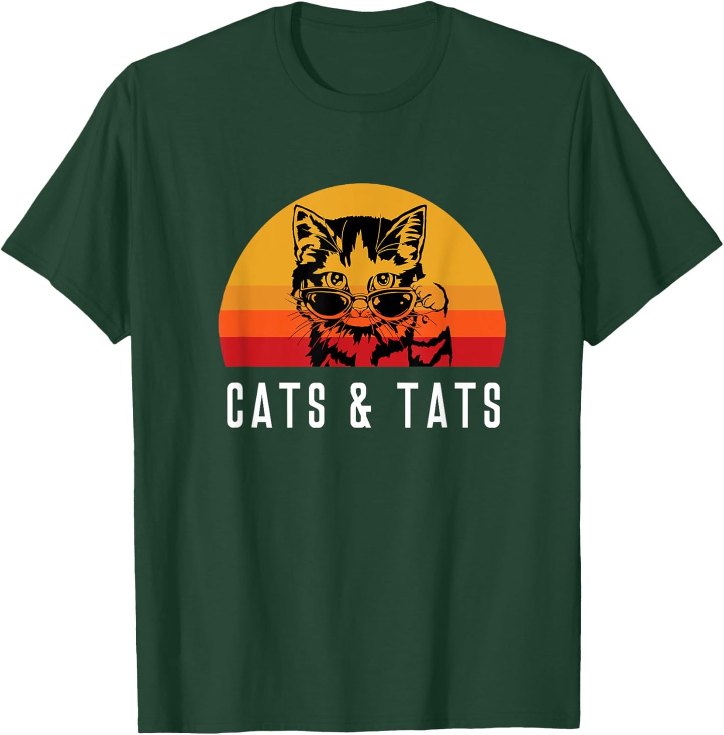Cats & Tats Tattoo Cat with Sunglasses Kitten Kitty Funny Men Women Kids T-Shirt - T-Shirt | Forest