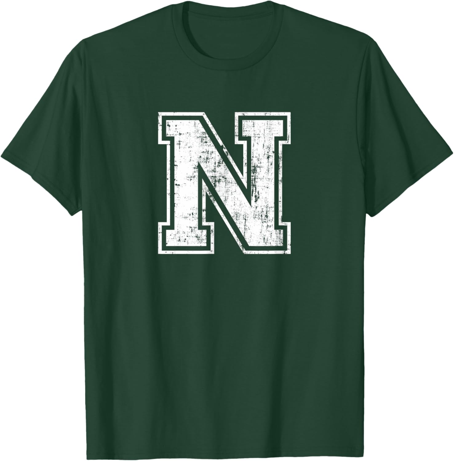 Letter N Uppercase Alphabet Initial School College Varsity T-Shirt - T-Shirt | Forest