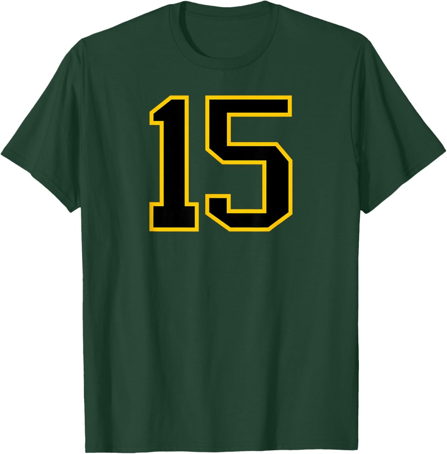 Number #15 Sports Team Yellow Black Number T-Shirt - T-Shirt | Forest