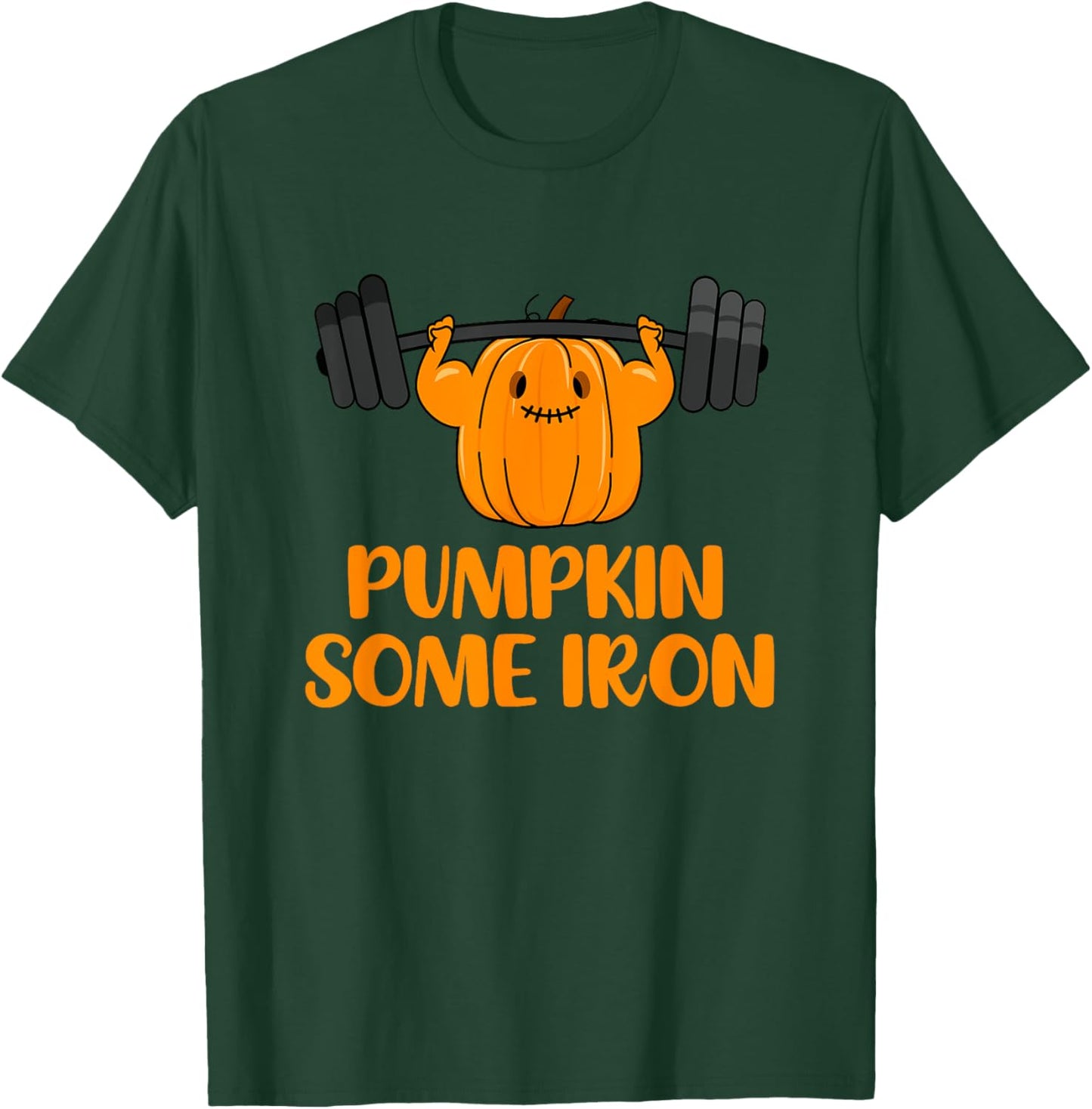 Pumpkin Some Iron Funny Halloween Gym Workout Lifting Pun T-Shirt - T-Shirt | Forest