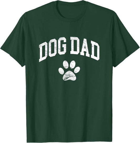 Dog Dad - Distressed Design Style - Funny Dog Paw - Classic T-Shirt - T-Shirt | Forest