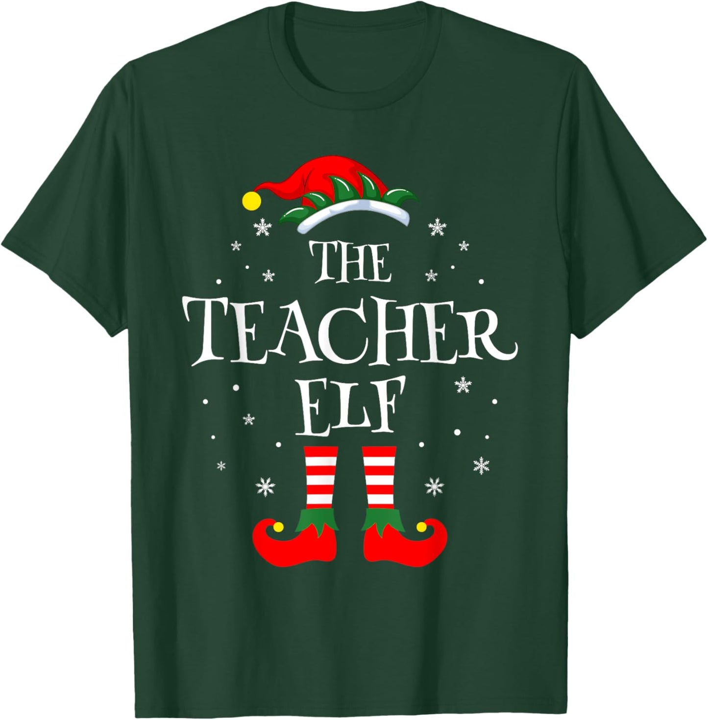 The Teacher Elf Christmas Family Matching Group Xmas Funny T-Shirt - T-Shirt | Forest