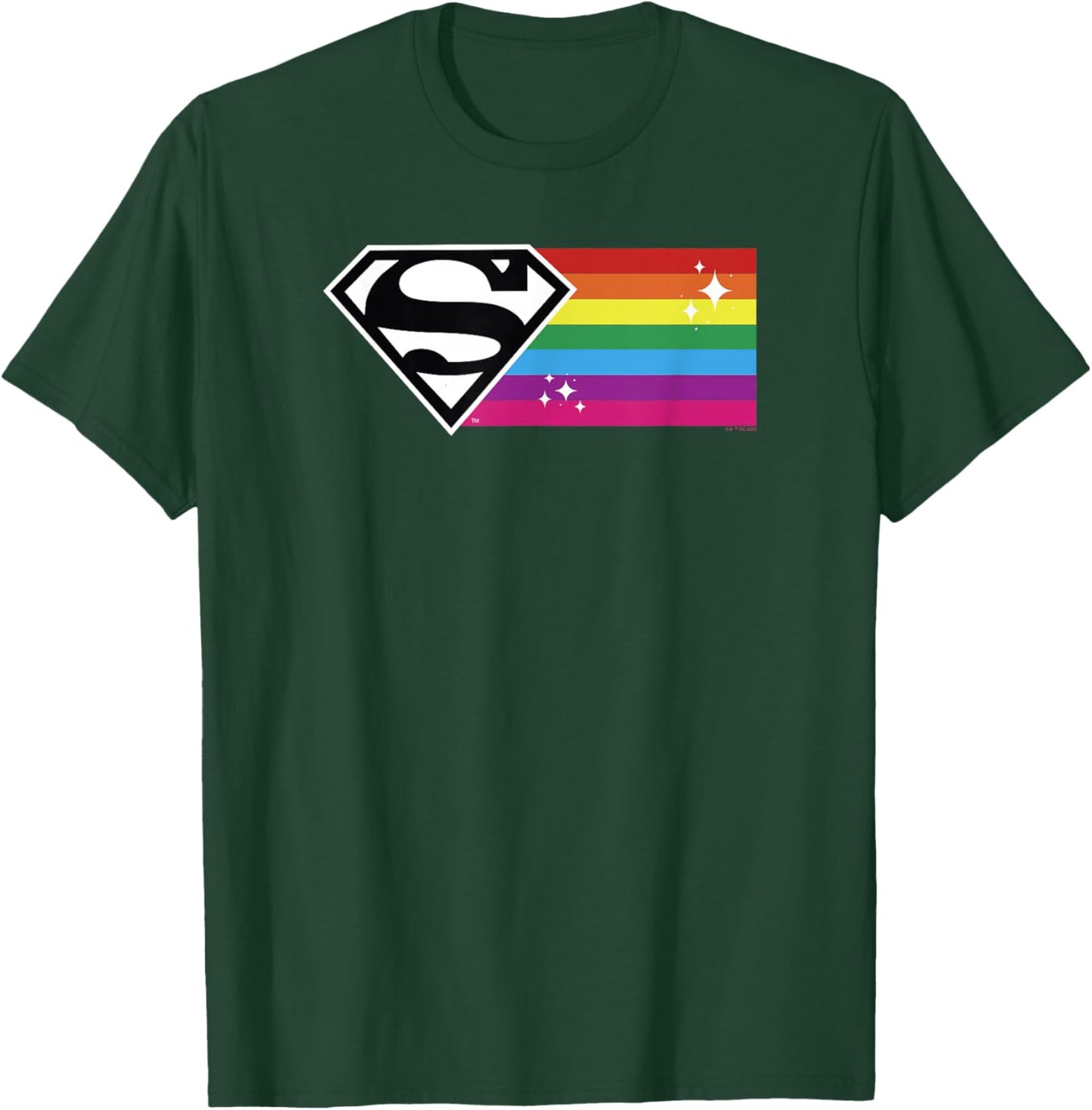 DC Comics Pride Justice League Superman Rainbow Flag Sparkle T-Shirt - T-Shirt | Forest