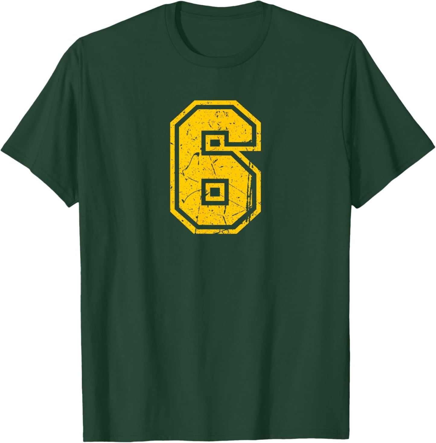 Number #6 Yellow Sports Player T-Shirt - T-Shirt | Forest