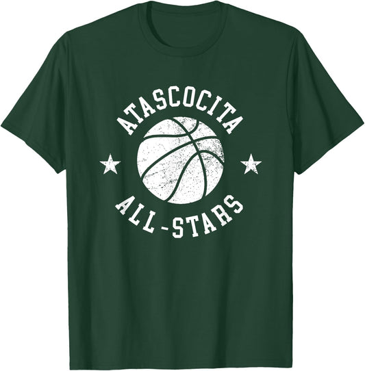 Atascocita Vintage All-Stars Retro 80s Basketball T-Shirt - T-Shirt | Forest