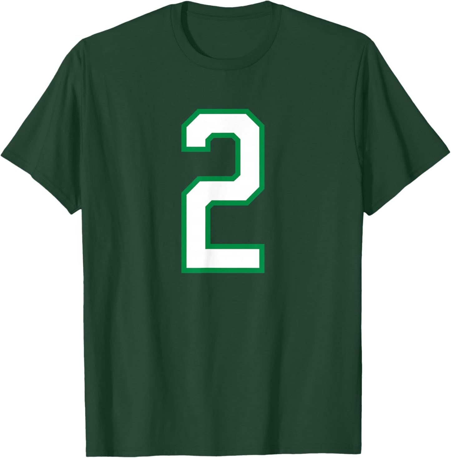 Number #2 White Green Sports Team T-Shirt - T-Shirt | Forest