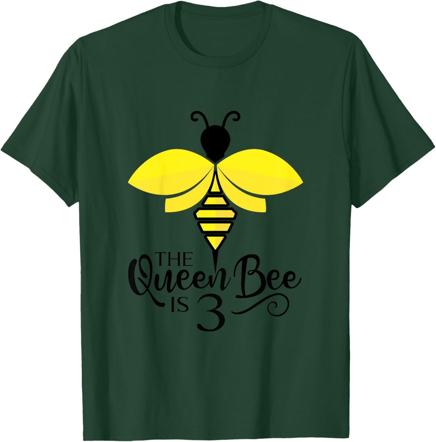 Kids 3rd Birthday The Queen Bee Is 3 Years Old Bumblebee T-Shirt - T-Shirt | Forest