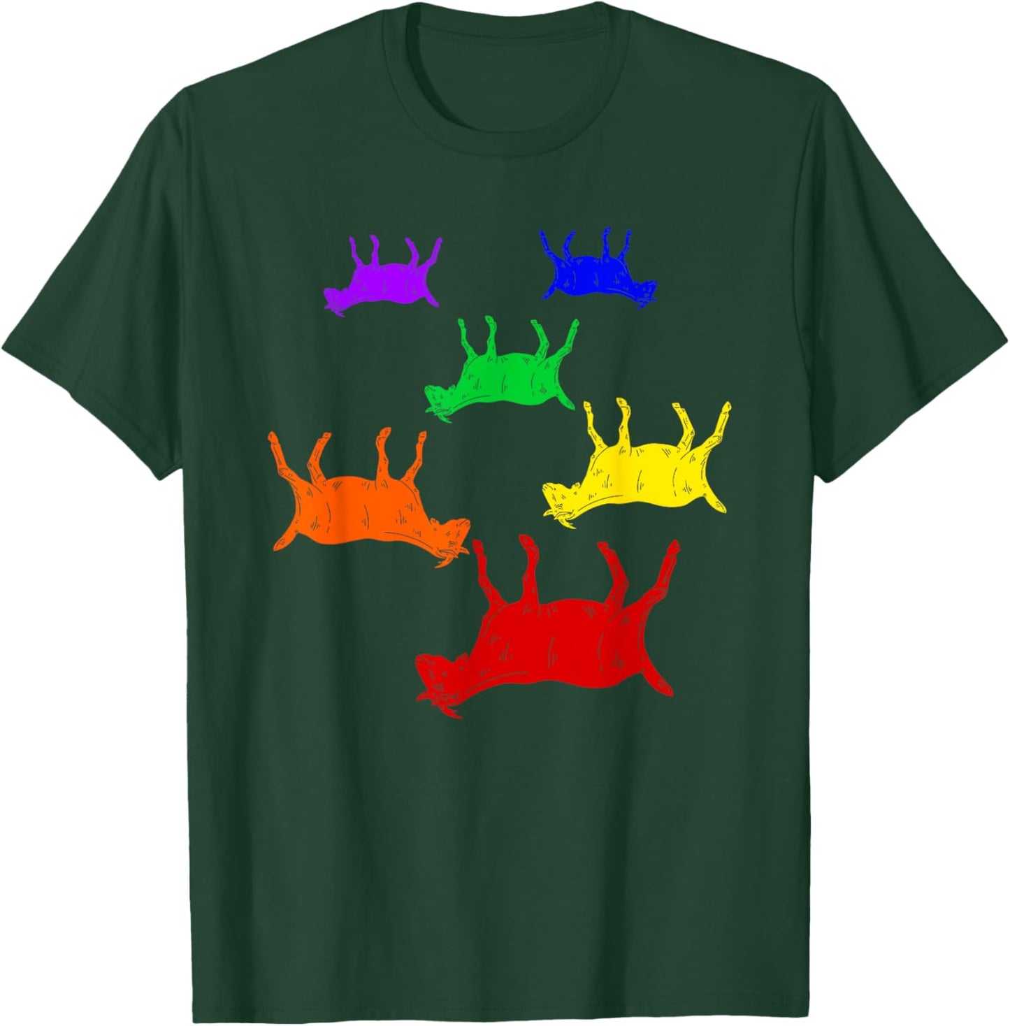 Rainbow Fainting Goats Farm Animal Lover Fainting Goat T-Shirt - T-Shirt | Forest