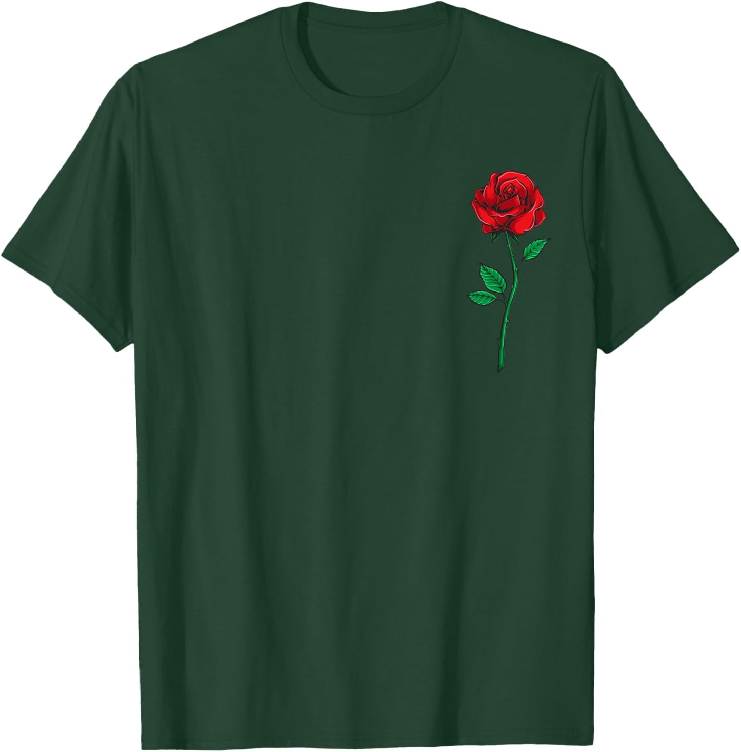 Single Red Rose Pocket Flower Romantic Love Pocket T-Shirt - T-Shirt | Forest