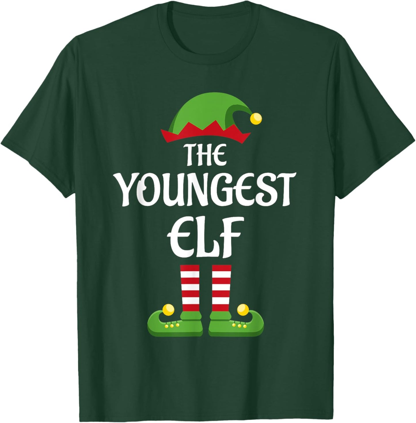 Youngest Elf Family Matching Group Christmas T-Shirt - T-Shirt | Forest