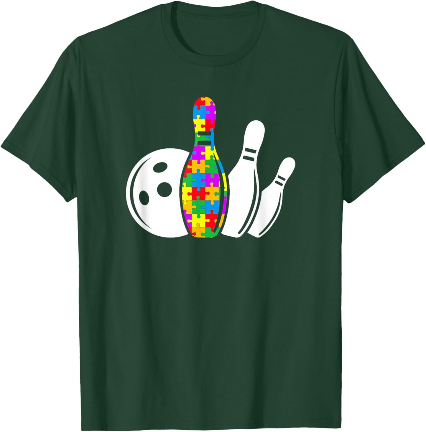 Bowling Sport Autism Awareness Puzzle Different Mom Dad T-Shirt - T-Shirt | Forest