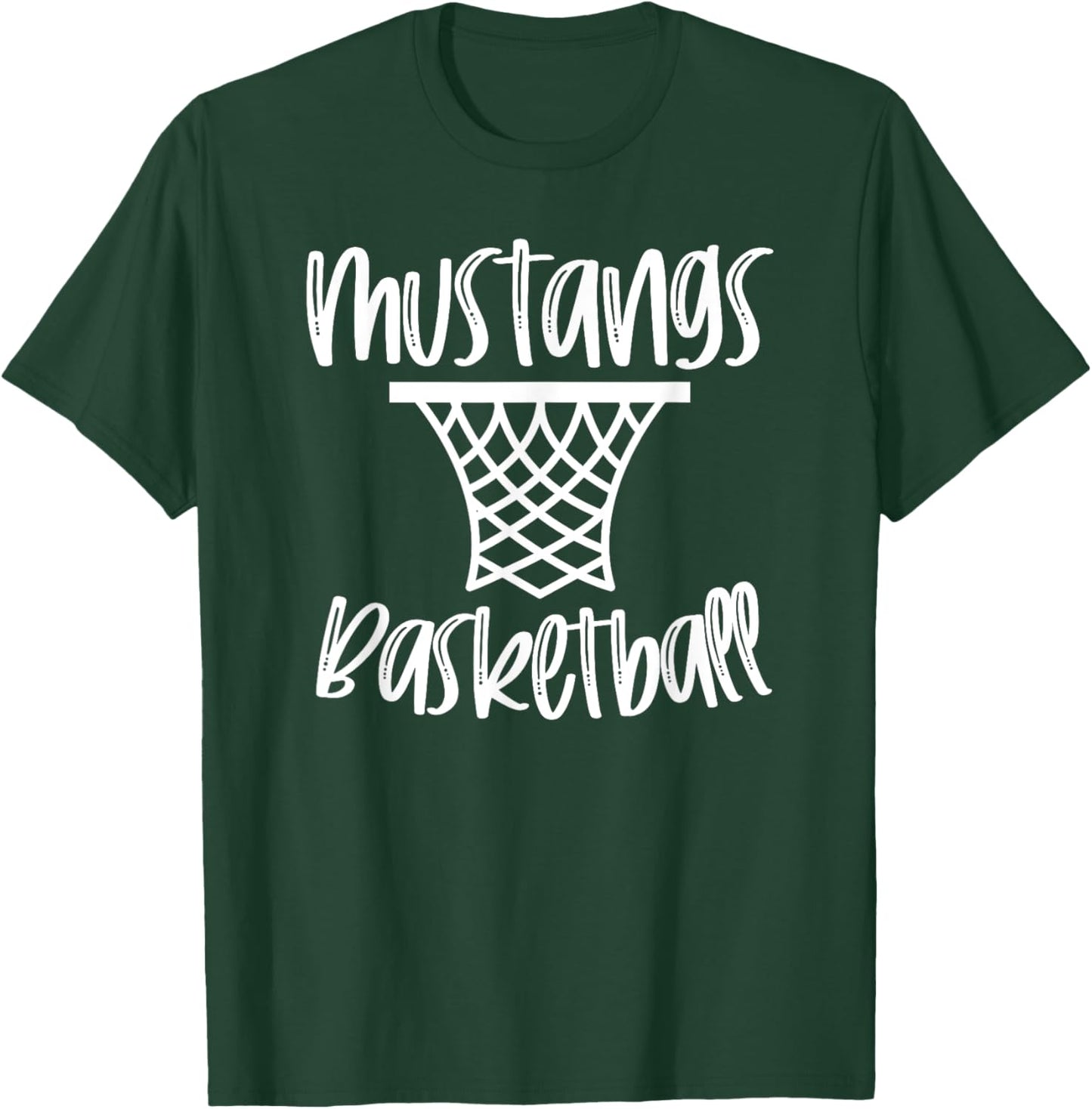 Mustangs Basketball Team Mascot School Spirit Game Night T-Shirt - T-Shirt | Forest