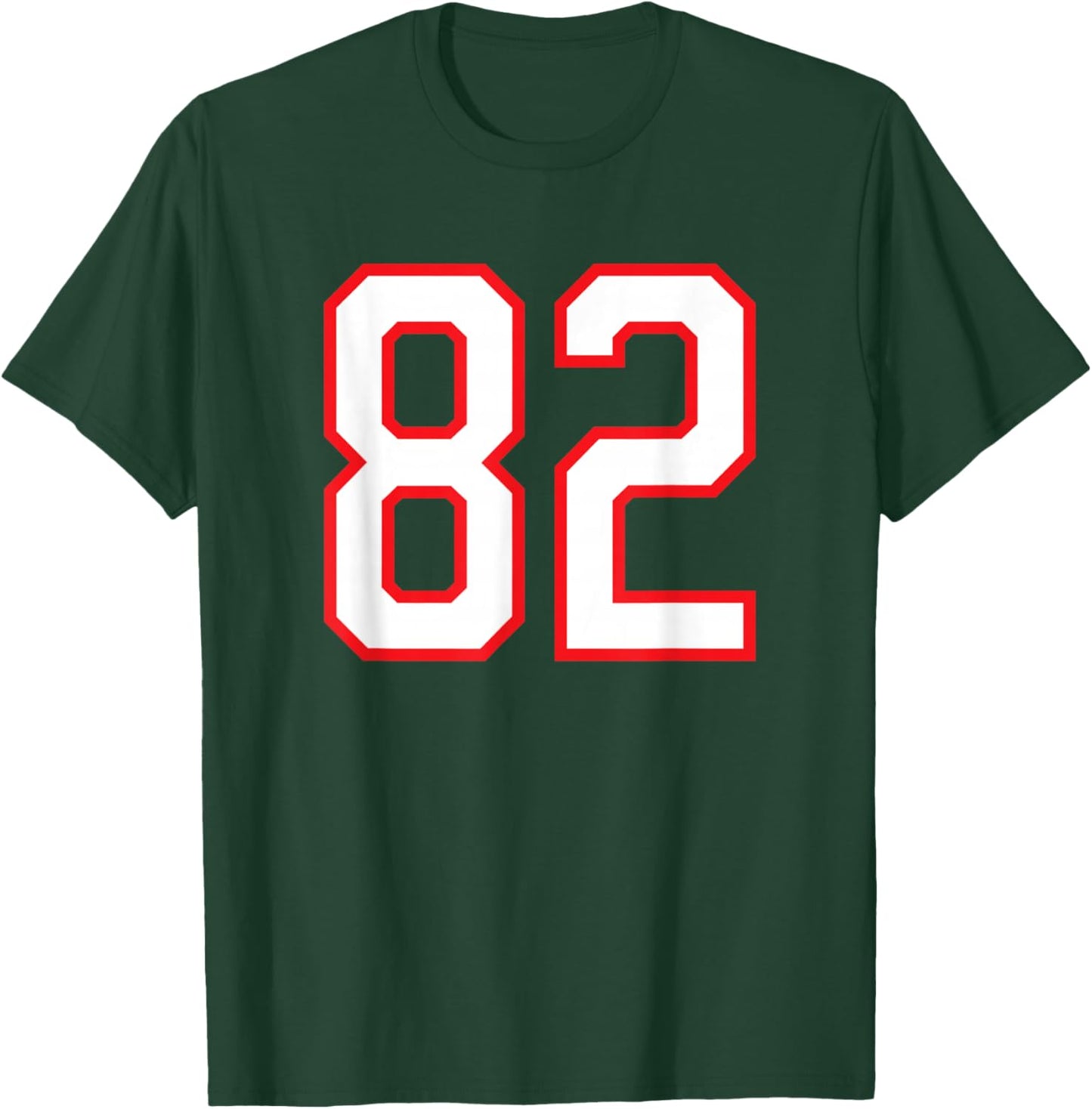 Number #82 White Red Sports Team Number T-Shirt - T-Shirt | Forest