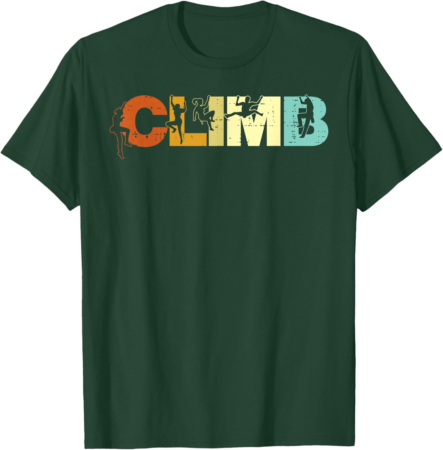 Climbing Climb Letters Retro Rock Climber Women Girls Kids T-Shirt - T-Shirt | Forest