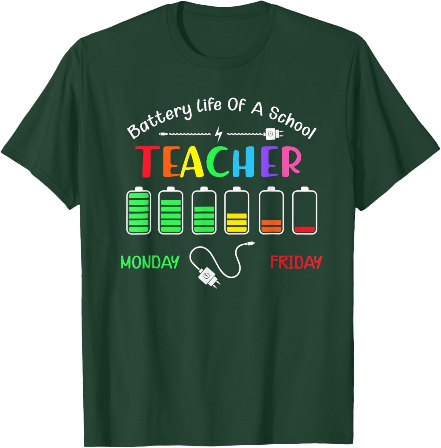 Battery Life Of A School Teacher Monday To Friday Women T-Shirt - T-Shirt | Forest