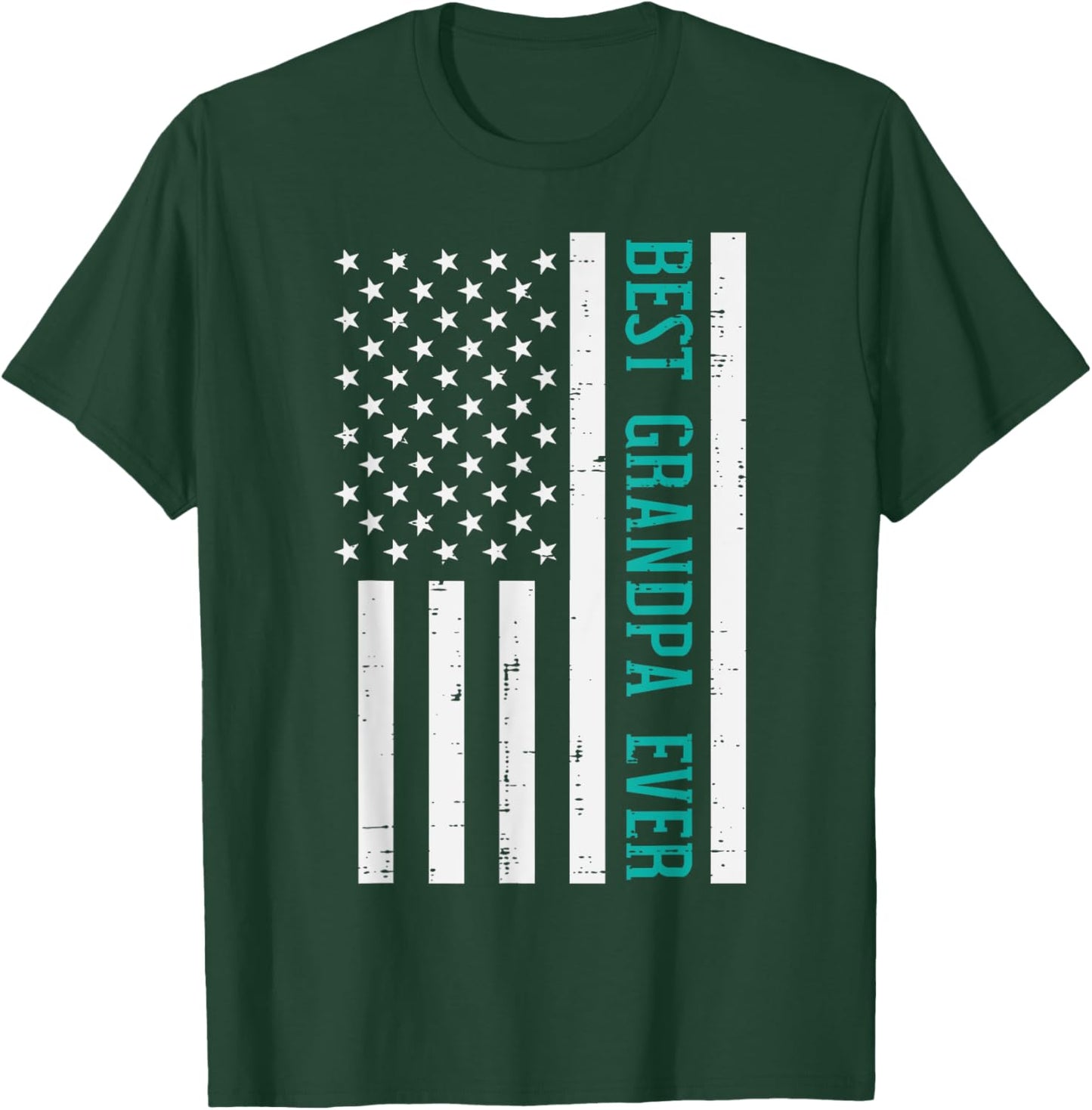 Best Grandpa Ever US Flag Vintage Fathers Day Patriotic Women Men T-Shirt - T-Shirt | Forest