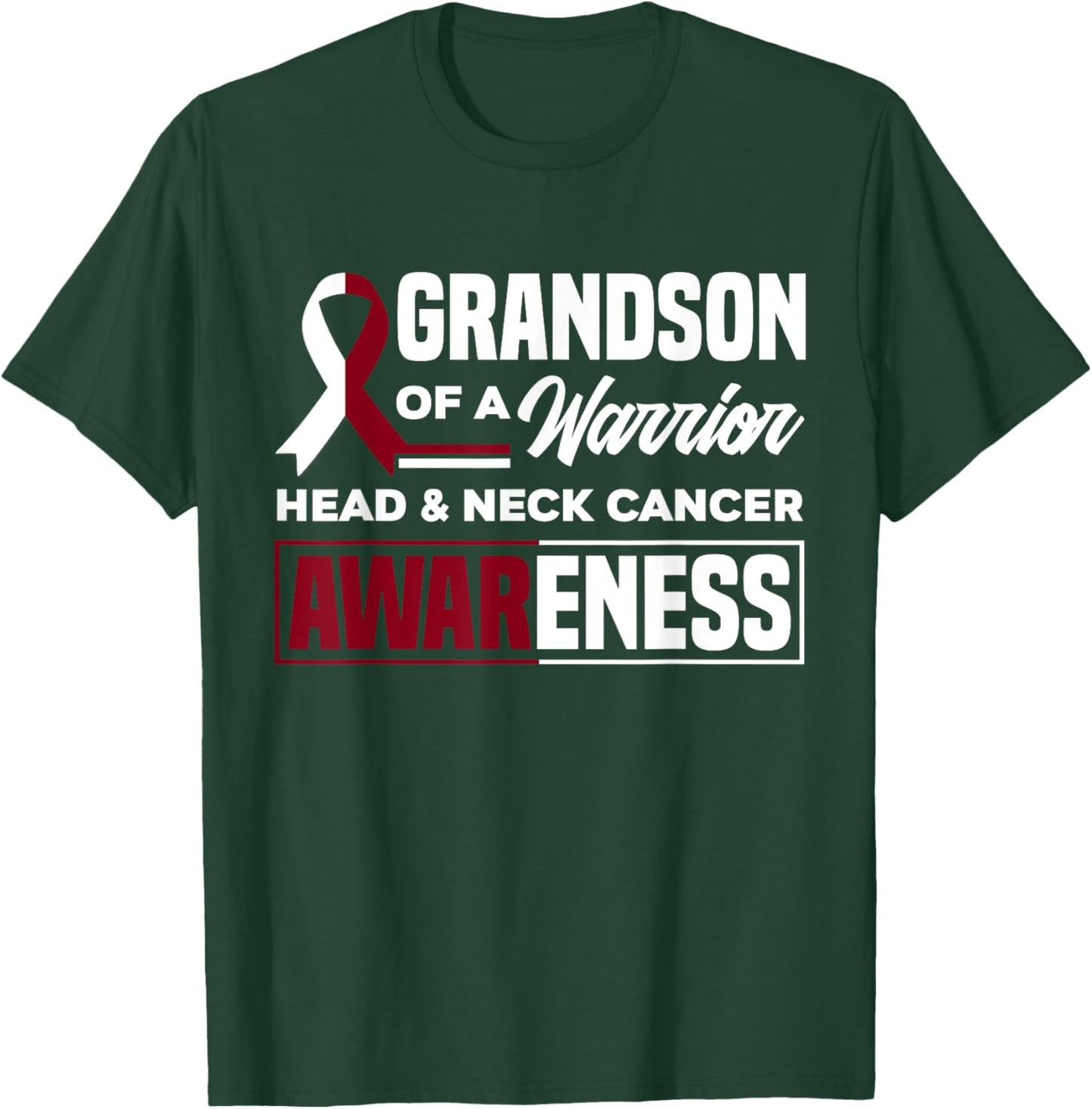 Grandson Of A Warrior Support Head & Neck Cancer Awareness T-Shirt - T-Shirt | Forest