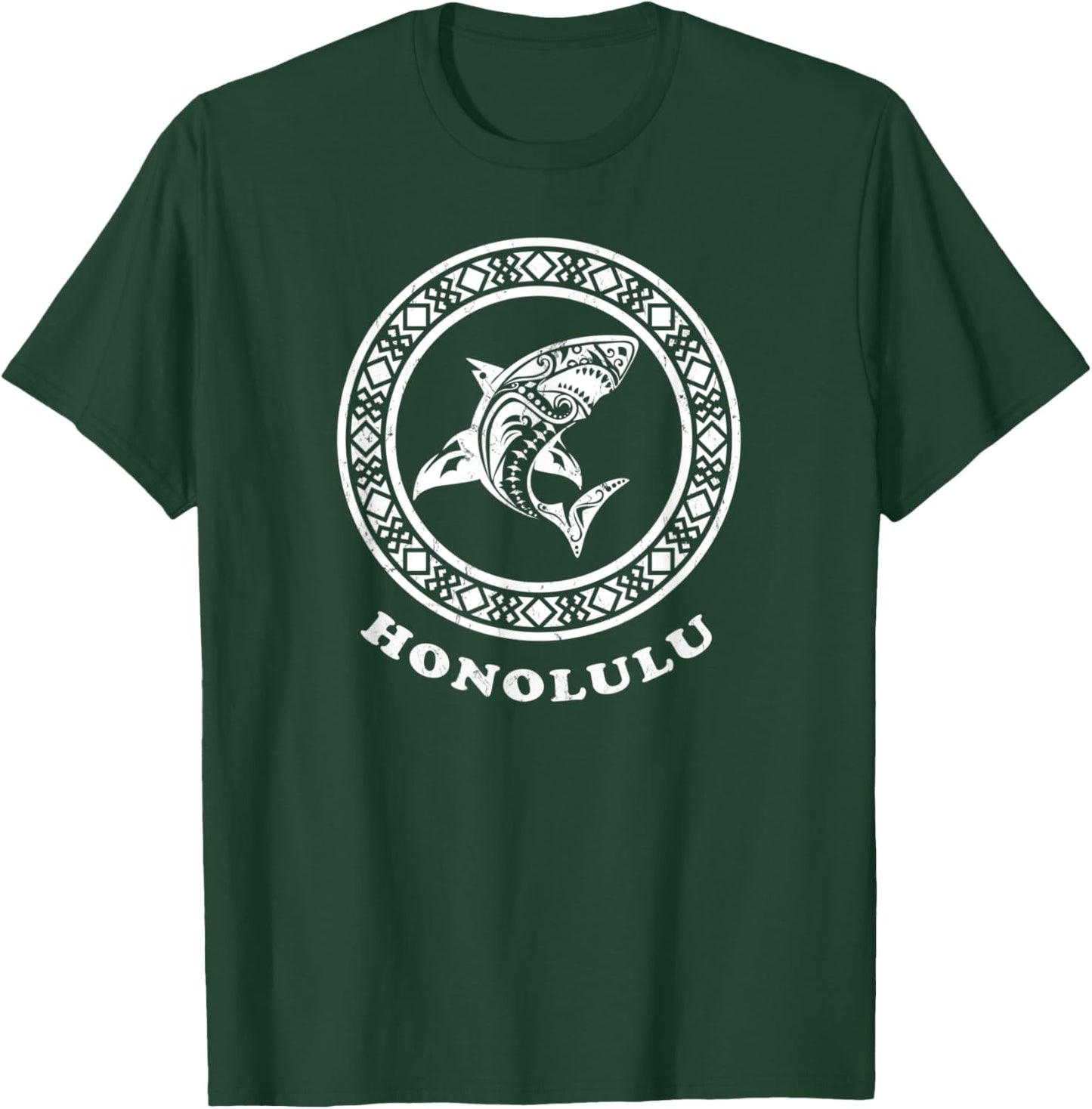 Honolulu Oahu, Hawaii Vintage Tribal Shark Vacation T-Shirt - T-Shirt | Forest
