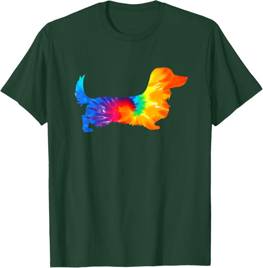 Dachshund Doxie Long Haired Tie Dye Dog Mom Dad Lover Cute T-Shirt - T-Shirt | Forest
