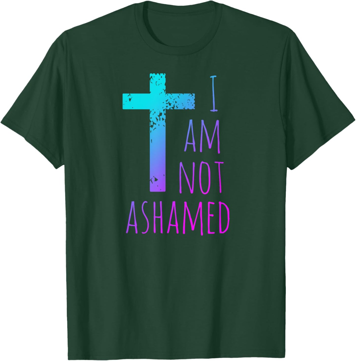 I am not ashamed - Big Red Cross - Gospel Christian Faith T-Shirt - T-Shirt | Forest