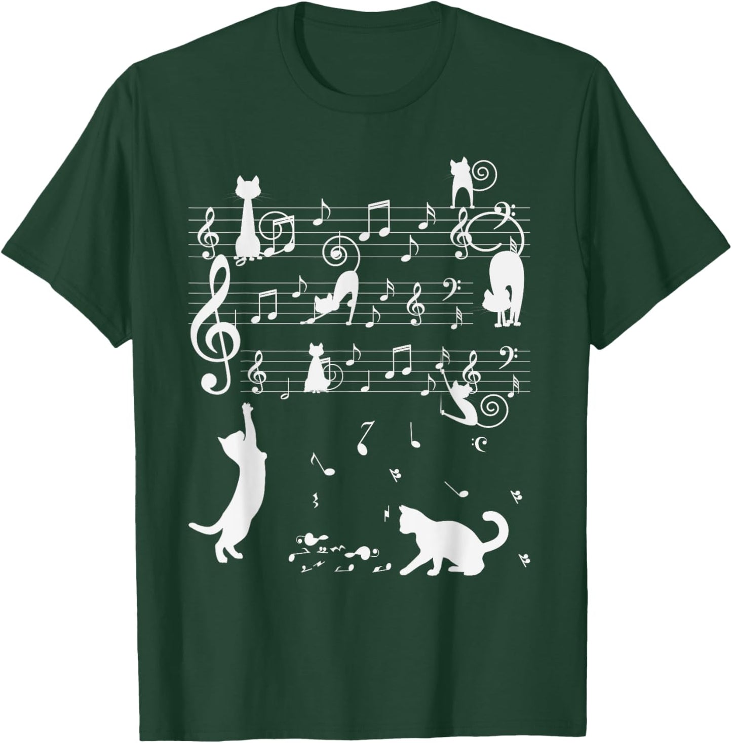 Meowsci Colorful Cats Playing Music Clef Piano Musician Cat Men Women Kids T-Shirt - T-Shirt | Forest