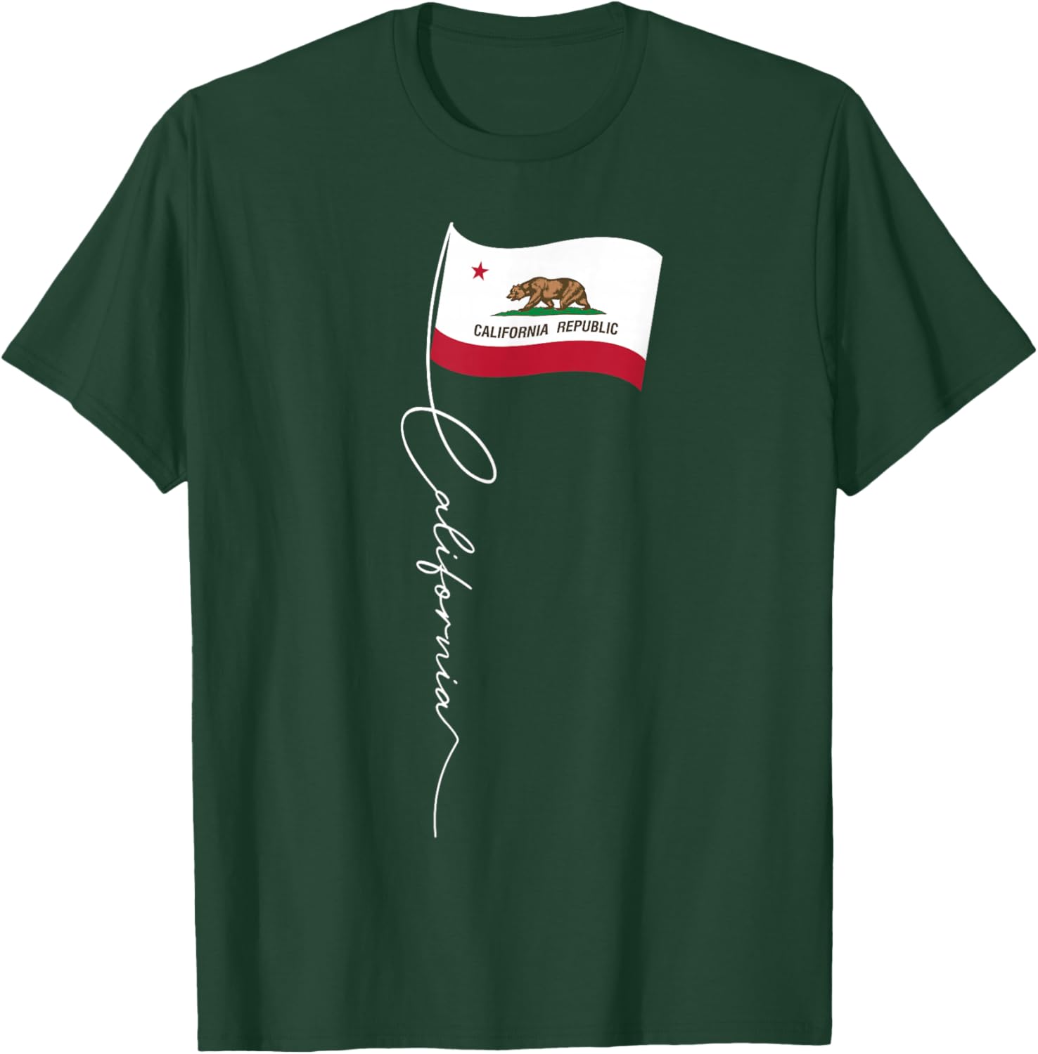 California Signature Flag Pole - Elegant Californian Flag T-Shirt - T-Shirt | Forest