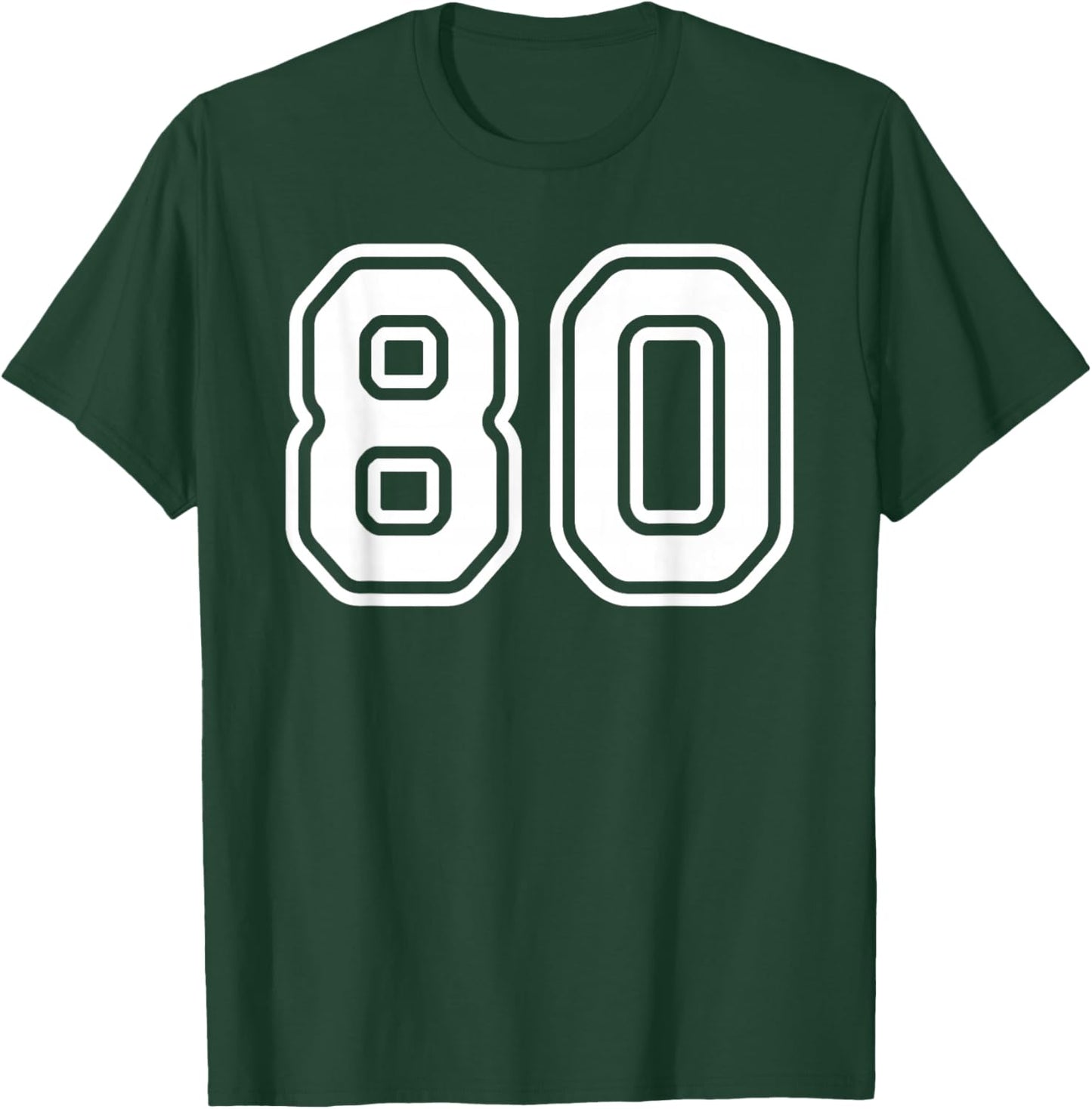 Number #80 Sport Varsity Number T-Shirt - T-Shirt | Forest