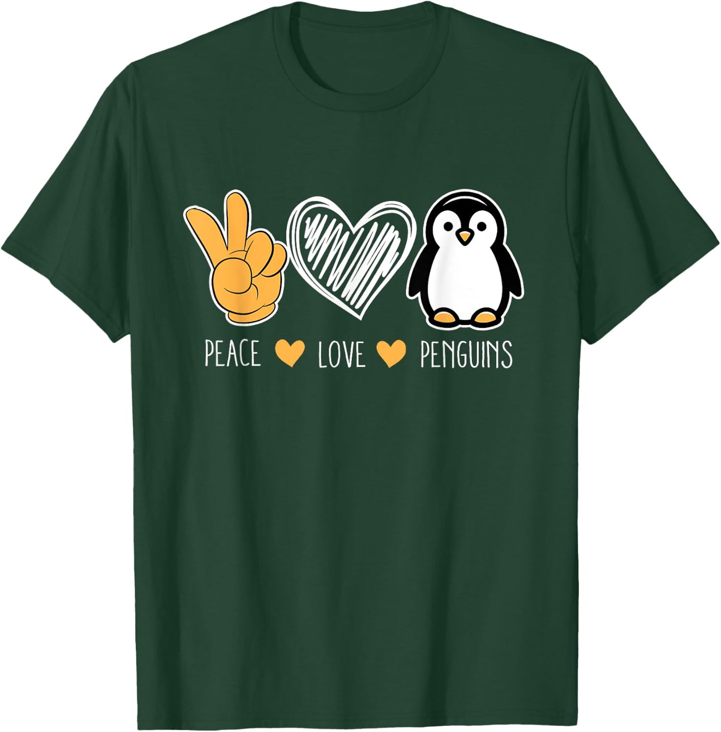 Penguin Cartoon Lovers Animals Outfit Peace Love Penguins T-Shirt - T-Shirt | Forest