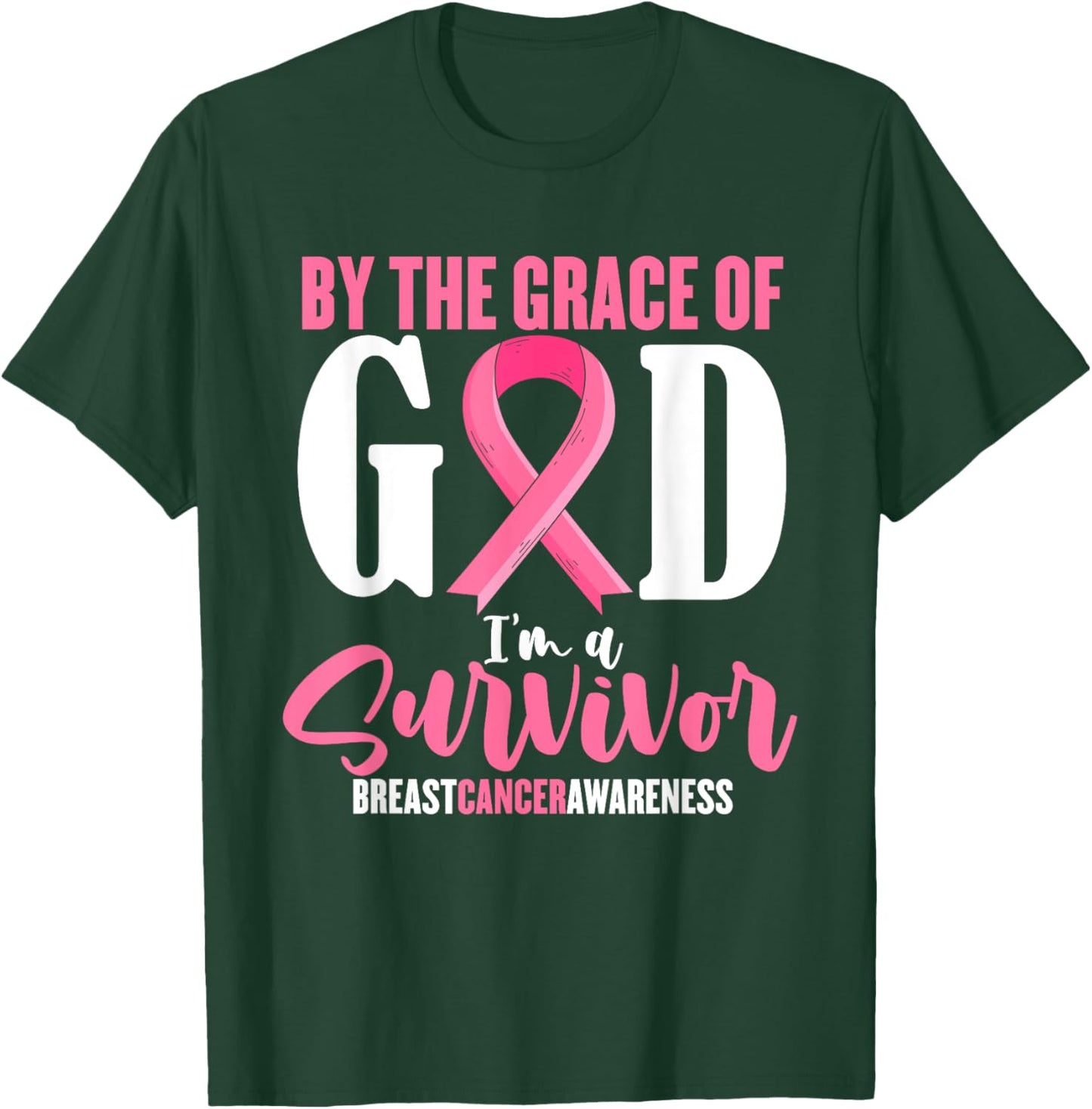 By the grace god I'm a survivor breast cancer awareness T-Shirt - T-Shirt | Forest