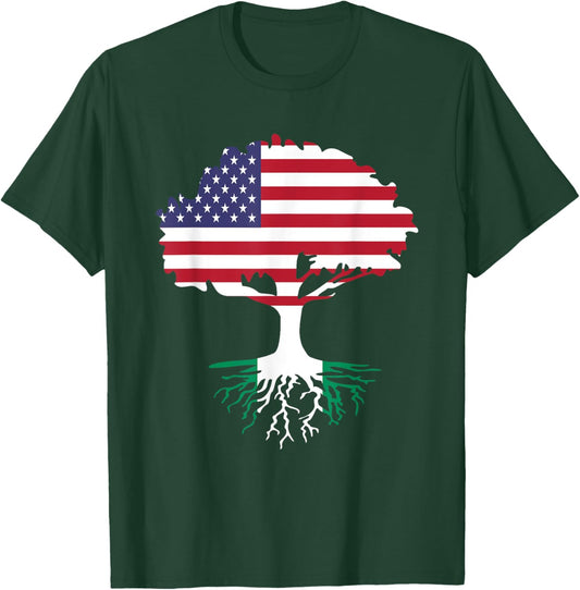 American Born Nigerian Roots America Grown Nigeria Roots T-Shirt - T-Shirt | Forest
